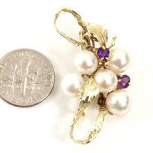 Load image into Gallery viewer, 2600050-14k-Yellow-Gold-Genuine-Amethyst-Cultured-Pearl-Handmade-Brooch