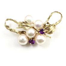 Load image into Gallery viewer, 2600050-14k-Yellow-Gold-Genuine-Amethyst-Cultured-Pearl-Handmade-Brooch