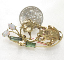 Load image into Gallery viewer, 2600053-14k-Solid-Yellow-Gold-Genuine-Opal-Emerald-Use-As-Brooch-N-Pendant