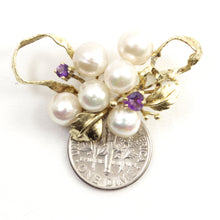 Load image into Gallery viewer, 2600060-14k-Yellow-Gold-Akoya-Pearls-Amethysts-Brooch