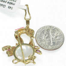 Load image into Gallery viewer, 2600062-14k-Gold-Genuine-Rubies-Mabe-Pearl-Brooch-N-Pendant-2-in-One