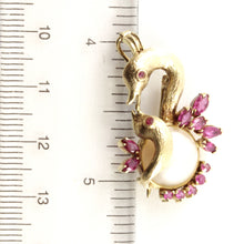 Load image into Gallery viewer, 2600063-Genuine-Rubies-Mabe-Pearl-Brooch-N-Pendant-14k-Yellow-Gold