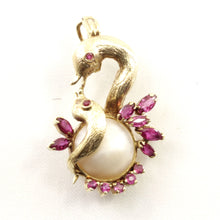 Load image into Gallery viewer, 2600063-Genuine-Rubies-Mabe-Pearl-Brooch-N-Pendant-14k-Yellow-Gold