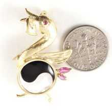 Load image into Gallery viewer, 2600653-14k-Solid-Gold-Genuine-Rubies-Mother-of-Pearl-Brooch-N-Pendant