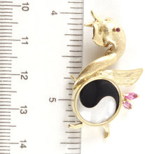 Load image into Gallery viewer, 2600653-14k-Solid-Gold-Genuine-Rubies-Mother-of-Pearl-Brooch-N-Pendant