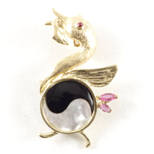 Load image into Gallery viewer, 2600653-14k-Solid-Gold-Genuine-Rubies-Mother-of-Pearl-Brooch-N-Pendant