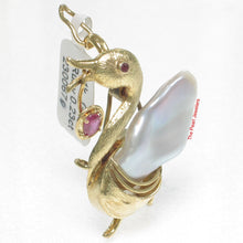Load image into Gallery viewer, 2600670-14k-Solid-Yellow-Gold-Genuine-Rubies-Biwa-Pearl-Brooch-N-Pendant