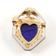 Load image into Gallery viewer, 2600721-18k-Solid-Two-Tone-Gold-Genuine-Lapis-Diamond-Brooch-N-Pendant