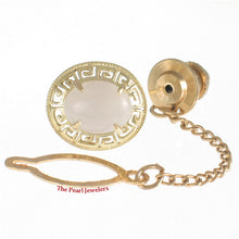Load image into Gallery viewer, 2700052-Greek-Key-Design-14k-Yellow-Gold-Oval-Genuine-Lavender-Jade-Tie-Pin