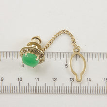 Load image into Gallery viewer, 2700053-Greek-Key-Design-14k-Yellow-Gold-Oval-Green-Jade-Tie-Pin