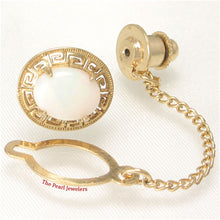 Load image into Gallery viewer, 2700092-14k-Yellow-Gold-Greek-Key-Design-Genuine-Cabochon-Opal-Pin