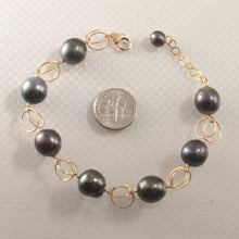 Load image into Gallery viewer, Tahitian Black Pearl Fancy Bracelet in 14K Gold Filled