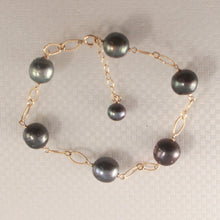 Load image into Gallery viewer, Unisex Tahitian Black Pearl Bracelet in 14K Gold Filled