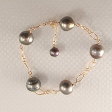Load image into Gallery viewer, Unisex Adjustable Black Tahitian Pearl Bracelet in 14K Gold Filled
