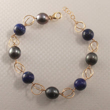 Load image into Gallery viewer, Lapis Lazuli & Tahitian Pearl Fancy Bracelet in 14K Gold Filled