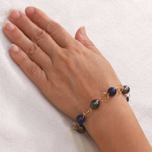Load image into Gallery viewer, Lapis Lazuli & Tahitian Pearl Fancy Bracelet in 14K Gold Filled