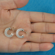 Load image into Gallery viewer, Solid Sterling Silver 925 Celadon Green Jade 16mm C Hoop Stud Earrings