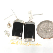 Load image into Gallery viewer, Solid Sterling Silver 925 Good Fortune Black Onyx Dangle Earrings