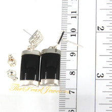 Load image into Gallery viewer, Solid Sterling Silver 925 Good Fortune Black Onyx Dangle Earrings