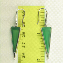 Load image into Gallery viewer, Sterling Silver Green Agate Triangle Hook Earrings