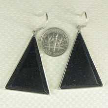 Load image into Gallery viewer, Sterling Silver Blue Sandstone Triangle Hook Earrings
