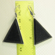 Load image into Gallery viewer, Sterling Silver Blue Sandstone Triangle Hook Earrings