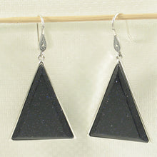 Load image into Gallery viewer, Sterling Silver Blue Sandstone Triangle Hook Earrings