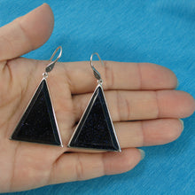 Load image into Gallery viewer, Sterling Silver Blue Sandstone Triangle Hook Earrings