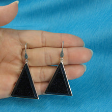 Load image into Gallery viewer, Sterling Silver Blue Sandstone Triangle Hook Earrings
