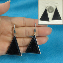 Load image into Gallery viewer, Sterling Silver Blue Sandstone Triangle Hook Earrings