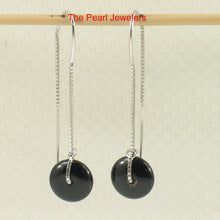 Load image into Gallery viewer, Solid Sterling Silver 925 Box Chain Black Onyx Donut Earrings