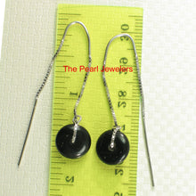 Load image into Gallery viewer, Solid Sterling Silver 925 Box Chain Black Onyx Donut Earrings