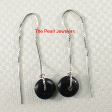 Load image into Gallery viewer, Solid Sterling Silver 925 Box Chain Black Onyx Donut Earrings