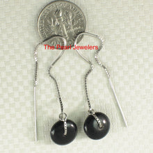 Load image into Gallery viewer, Solid Sterling Silver 925 Box Chain Black Onyx Donut Earrings