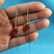 Load image into Gallery viewer, Solid Sterling Silver 925 Carnelian Threader Earrings
