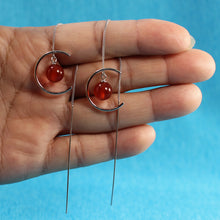 Load image into Gallery viewer, Solid Sterling Silver 925 Carnelian Threader Earrings