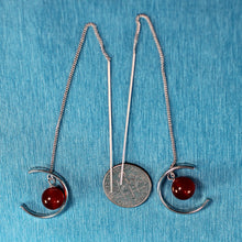 Load image into Gallery viewer, Solid Sterling Silver 925 Carnelian Threader Earrings