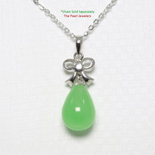 Load image into Gallery viewer, 9210513-Sterling-Silver-Ribbon-Bale-Raindrop-Green-Jade-Pendant