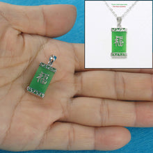 Load image into Gallery viewer, “Fu” Green Jade Oriental Pendant