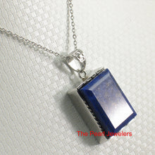 Load image into Gallery viewer, Solid Sterling Silver Petite Rectangle Lapis Lazuli Pendant