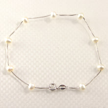 Load image into Gallery viewer, White Freshwater Pearl Anklet β Sterling Silver Tin-Cup Design