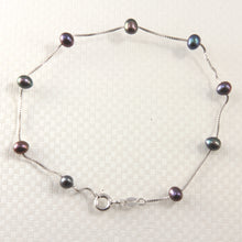 Load image into Gallery viewer, Black Freshwater Pearl Anklet β Sterling Silver Tin-Cup Design