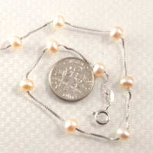 Load image into Gallery viewer, Pink Freshwater Pearl Anklet β Sterling Silver Tin-Cup Design