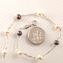 Load image into Gallery viewer, Multi-Color Freshwater Pearl Anklet β Sterling Silver Tin-Cup Design