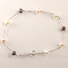 Load image into Gallery viewer, Multi-Color Freshwater Pearl Anklet β Sterling Silver Tin-Cup Design