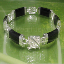 Load image into Gallery viewer, Black Onyx Bracelet with Silver Partitions β 925 Sterling Silver
