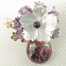 Load image into Gallery viewer, 9700011-Handcrafted-Elegant-Beautiful-Gemstone-Flower-Brooch-Pin-Pendant