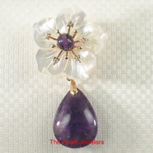 Load image into Gallery viewer, 9700040-Mother-of-Pearl-Cubic-Zirconia-Amethyst-Flower-Design-Brooch-Pendant