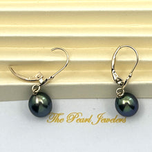 Load image into Gallery viewer, 1000021 RAINDROPS BLACK CULTURED PEARL 14K SOLID YELLOW GOLD LEVERBACK DANGLE EARRINGS