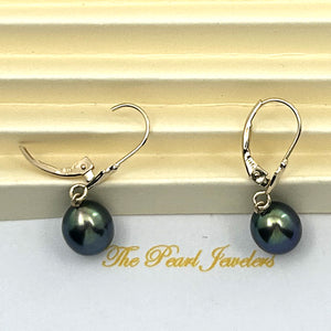 1000021 RAINDROPS BLACK CULTURED PEARL 14K SOLID YELLOW GOLD LEVERBACK DANGLE EARRINGS